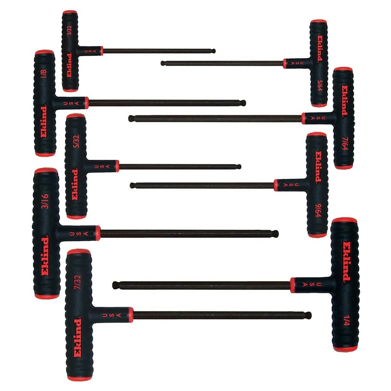 Eklind Tool 9 Piece Set Power T Handle Ball Hex Key Alloy Steel Allen Wrench